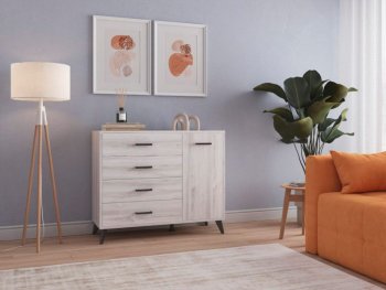 Комод-Тумба (1дв,4ящ) SVETLANA LOFT, сосна белая (Генезис) в Екатеринбурге - mebel-e96.ru