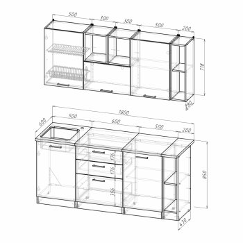 Кухонный гарнитур Томилла макси 4 1800 мм (Герда) в Екатеринбурге - mebel-e96.ru