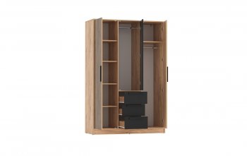 Шкаф 1300 мм 83.08 Вегас (3-х дв.) черный (Олмеко) в Екатеринбурге - mebel-e96.ru