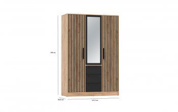 Шкаф 1300 мм 83.08 Вегас (3-х дв.) черный (Олмеко) в Екатеринбурге - mebel-e96.ru