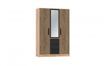 Шкаф 1300 мм 83.08 Вегас (3-х дв.) черный (Олмеко) в Екатеринбурге - mebel-e96.ru