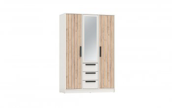 Шкаф 1300 мм 83.08 Вегас (3-х дв.) белый (Олмеко) в Екатеринбурге - mebel-e96.ru
