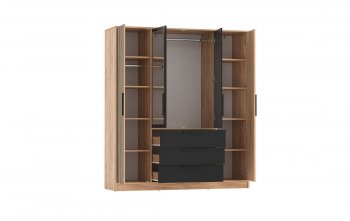 Шкаф 1700 мм 83.07 Вегас (4-х дв.) черный (Олмеко) в Екатеринбурге - mebel-e96.ru
