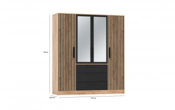 Шкаф 1700 мм 83.07 Вегас (4-х дв.) черный (Олмеко) в Екатеринбурге - mebel-e96.ru